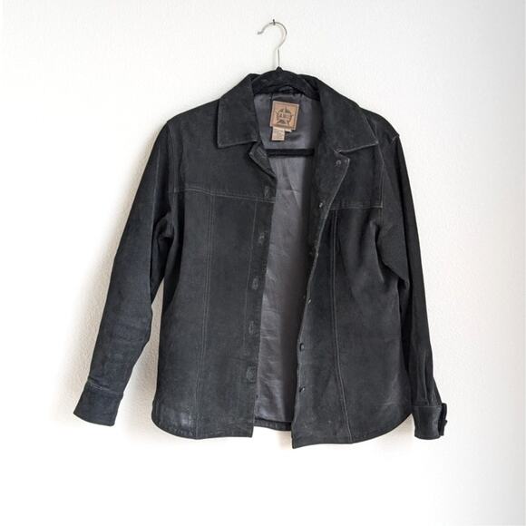 AMI Vintage 80's Black Suede Leather Button Shirt Jacket Shacket, size S - Picture 1 of 9